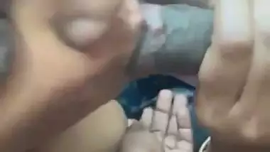 Black dick sucking horny topless girl with boobs show